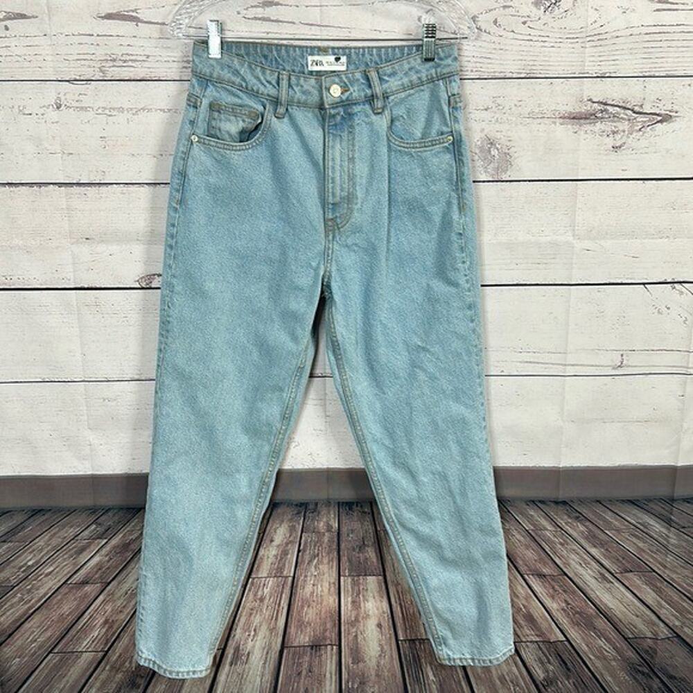 Zara Jeans Womens 6 Blue High Rise Mom Preppy Retro 90s Y2k Light Wash